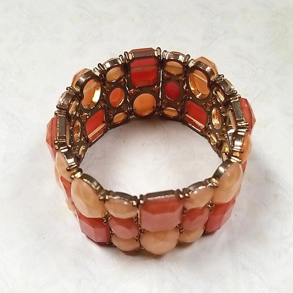 Vintage Beaded Chunky Stretch Cuff Bracelet - Picture 16 of 16